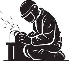Spark Forged Artistry Welder Iconic Emblem Shadowed Fabricator Black Vector Man