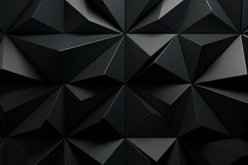 Futuristic wall of black, 3D mosaic diamond-shaped tiles creating a semigloss block background. 3D render. Generative AI - obrazy, fototapety, plakaty