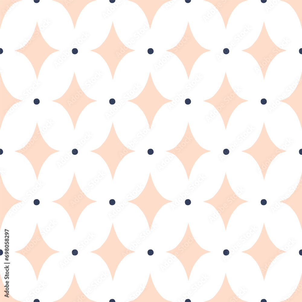 Wall mural seamless vector pattern with dots and star shaped elements. classic geometrical texture in modern st