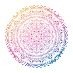 Round gradient mandala Ornament Pattern on a white isolated background. Mandala with floral patterns