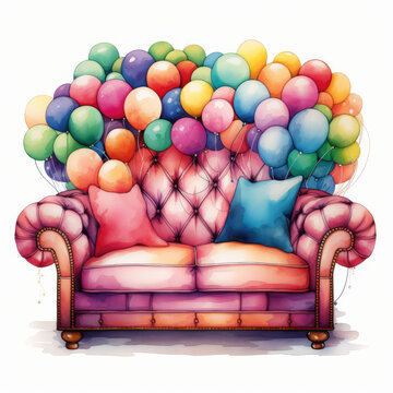 recommend clip art: watercolor Loveseat clipart, Generative Ai