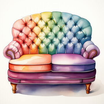 recommend clip art: watercolor Loveseat clipart, Generative Ai