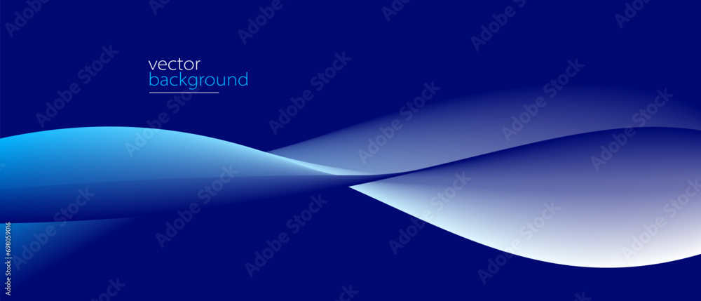 Poster smooth flow of wavy shape with gradient vector abstract background, dark blue design curve line ener