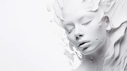  the face of a young beautiful woman with white paint running down it  © Tereza
