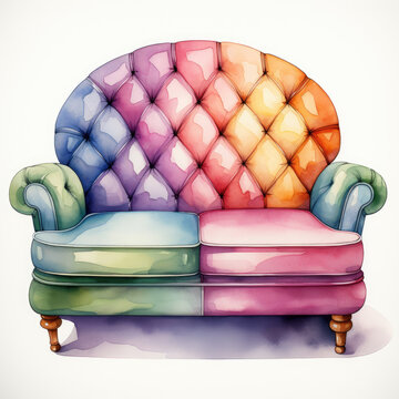 recommend clip art: watercolor Loveseat clipart, Generative Ai