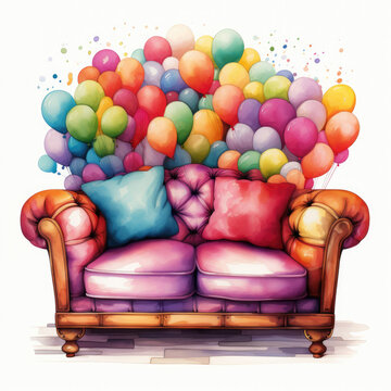 recommend clip art: watercolor Loveseat clipart, Generative Ai