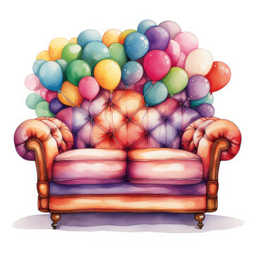 recommend clip art: watercolor Loveseat clipart, Generative Ai