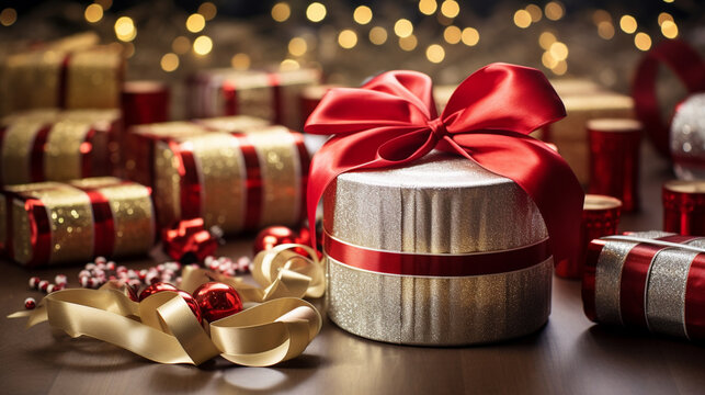 christmas gift boxes HD 8K wallpaper Stock Photographic Image