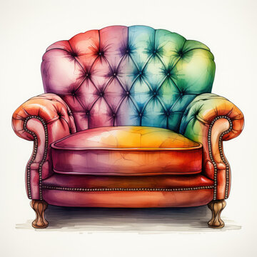 recommend clip art: watercolor Loveseat clipart, Generative Ai
