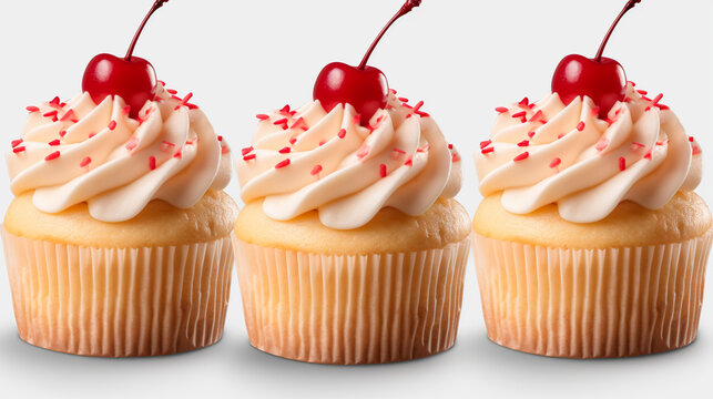 cupcake with cherry HD 8K wallpaper Stock Photographic Image