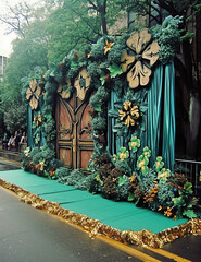 St. Patrick's Day Parade Float with Lush Green Decorations