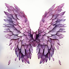 watercolor Purple Halloween Wings clipart, Generative Ai