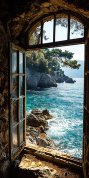 Fototapeta Fenster Sicht Meer