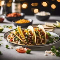 AI generated illustration of a variety of delicious Mexican beef tacos