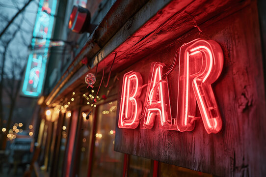 Cartel de ne&oacute;n BAR