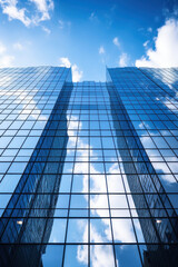Office building made of glass and iron. Modern business
