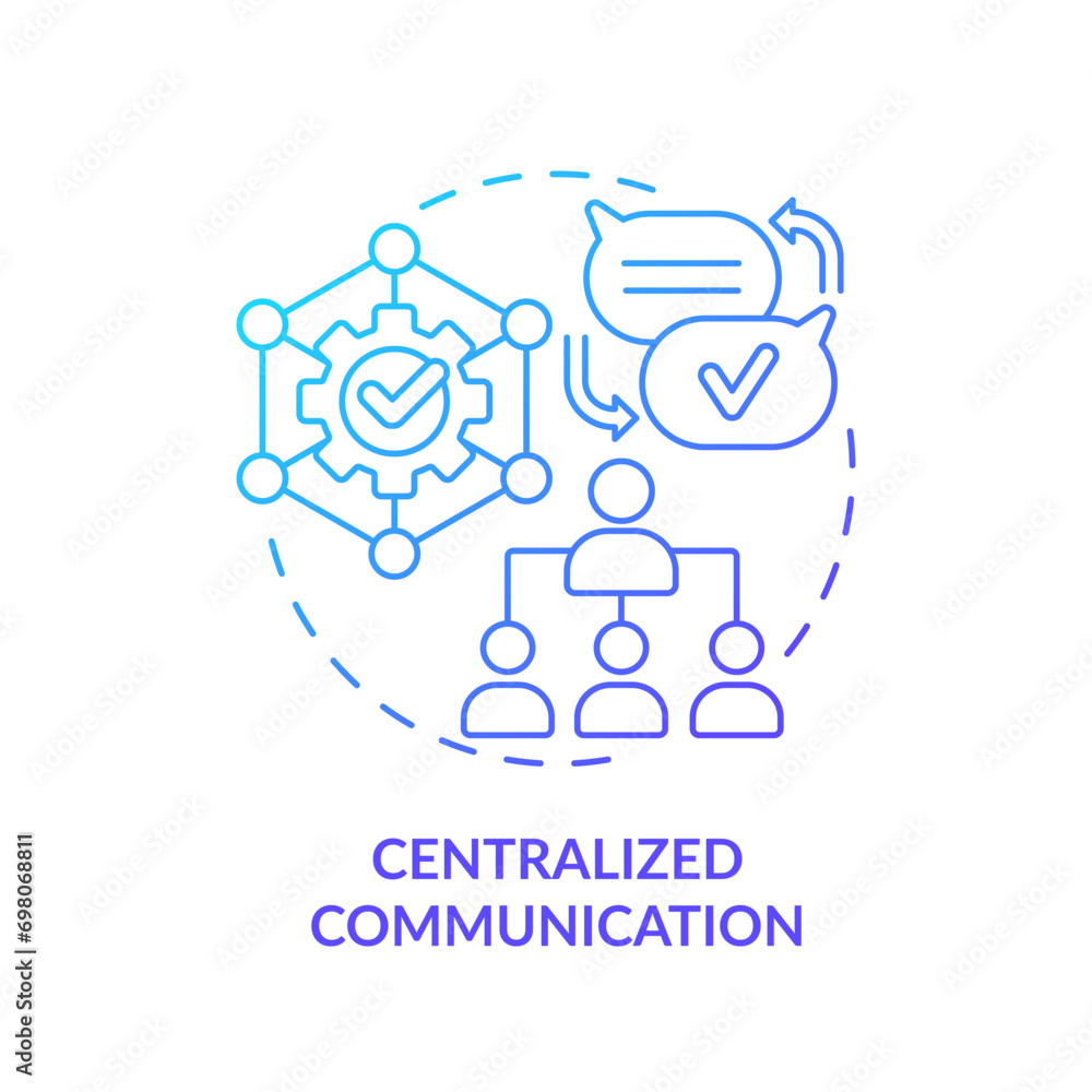 Poster 2d gradient centralized communication icon, simple isolated vector, thin line illustration represent