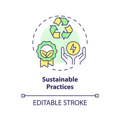 2D editable multicolor sustainable practices icon, simple isolated vector, thin line illustration representing environmental psychology.