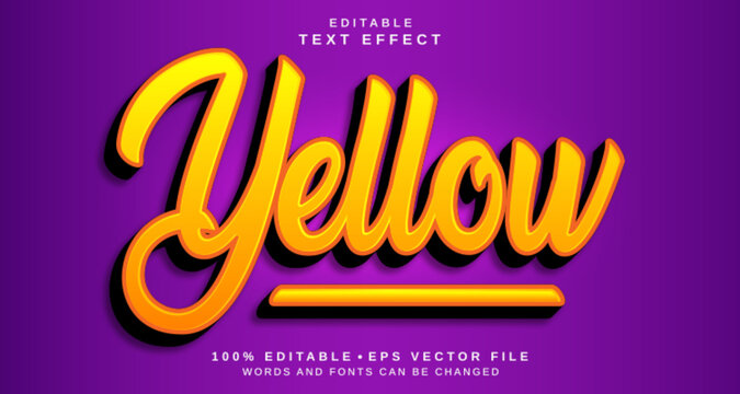 Editable text style effect - yellow text style theme.