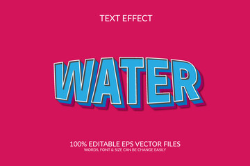 Water fully editable vector eps text effect template.