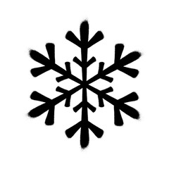 Sprayed snowflakes with overspray in black over white. Vector illustration.
