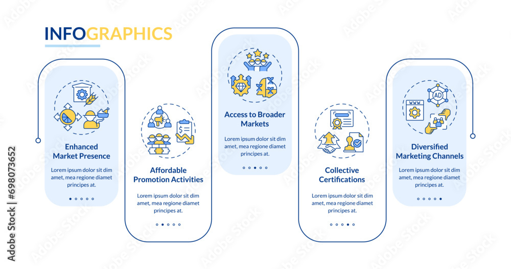 Poster 2d agricultural clusters vector infographics template with colorful line icons, data visualization w