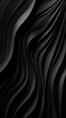Black 3D waves abstract background texture.