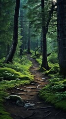 Fototapeta premium A panoramic view of a winding forest path