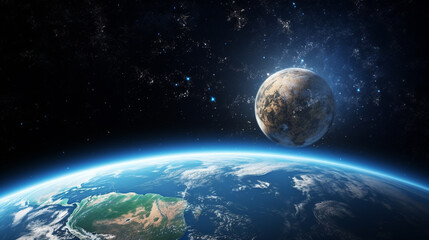 earth and moon HD 8K wallpaper Stock Photographic Image