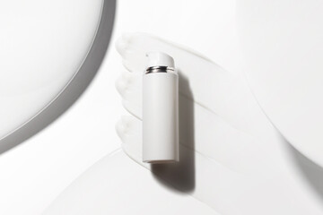 sunscreen body lotion cream with tube bottle product package of medical skincare, mockup for branding