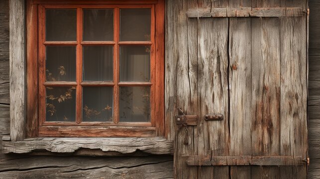 old wooden window with shutters