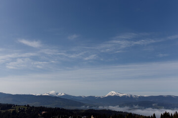 clouds over mountains