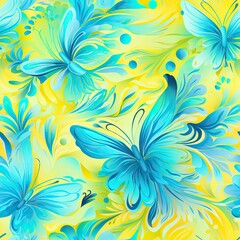 Fototapeta na wymiar Seamless background of beautiful abstract tropical butterflies