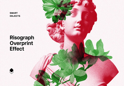 Risograph Double Exposure Photo Effect Mockup