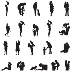 set of silhouettes of people. Vector illustration on isolated white background. 