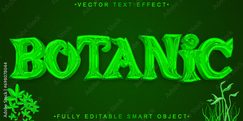 Poster cartoon green botanic vector fully editable smart object text effect