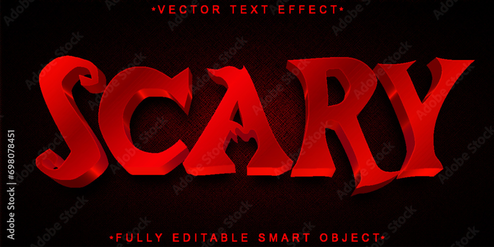 Poster red horror scary vector fully editable smart object text effect