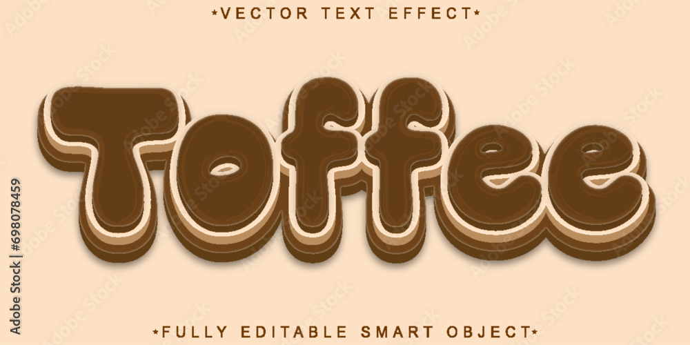 Aufkleber sweet brown toffee vector fully editable smart object text effect