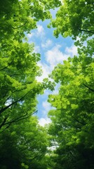 Green leaves in summer. Lush and bright panorama
