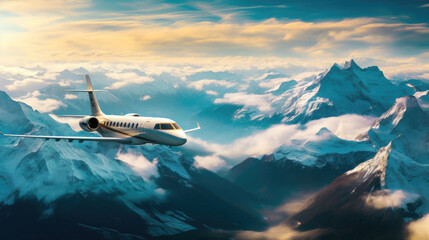 Breathtaking Aerial View of Majestic Mountains and Valleys from a Private Jet