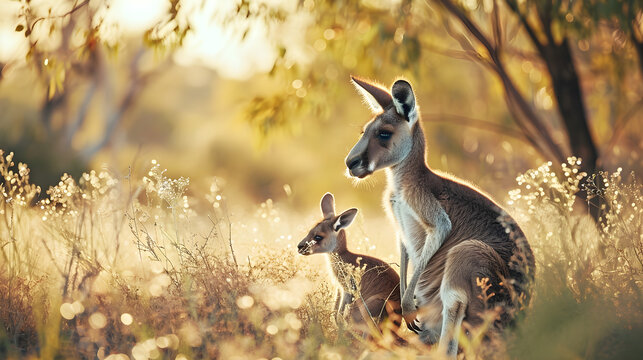 kangaroo in the wild savannah 