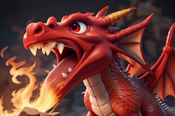 red dragon splashing fire
