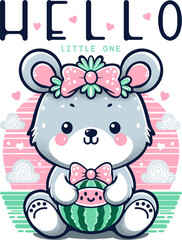 Cute bear clipart for kids pattern, Childish cartoon print. - 698081861