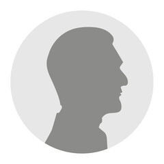 Vector illustration. Gray silhouette of a elderly man on a white background. Suitable for social media profiles, icons, screensavers and as a template.
