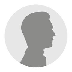 Vector illustration. Gray silhouette of a adult man on a white background. Suitable for social media profiles, icons, screensavers and as a template.