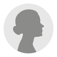 Vector illustration. Gray silhouette of a elderly woman on a white background. Suitable for social media profiles, icons, screensavers and as a template.