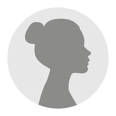 Vector illustration. Gray silhouette of a adult woman on a white background. Suitable for social media profiles, icons, screensavers and as a template.