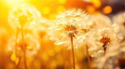Dandelion Seeds and Light Leak Effects: A Dreamy and Ethereal Background