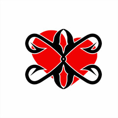 Heart logo design with abstract floral elements.