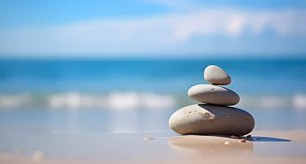 Foto auf Acrylglas Steine im Sand a pebble stone on the white sand beach 